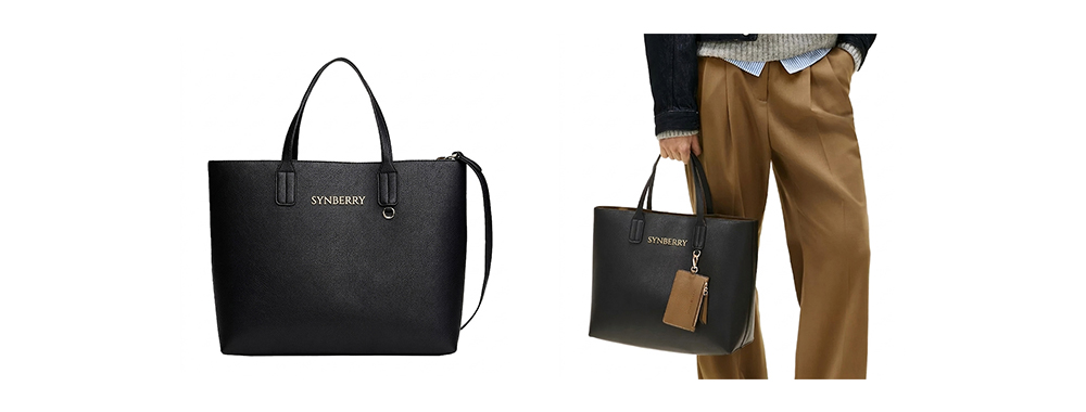 Black PU Handbag With Detachable Coin Pouch