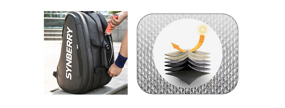 Picture display Pick ball bag with thickened insulated racket compartment 